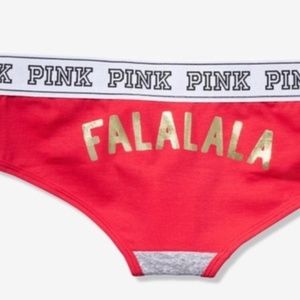Victorias Secret PINK Red & Gray Fa La La La panty